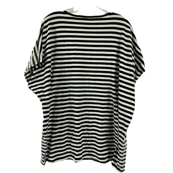 Ruby Rd. Women's Black & White Stripped Top - Picture 2 of 5